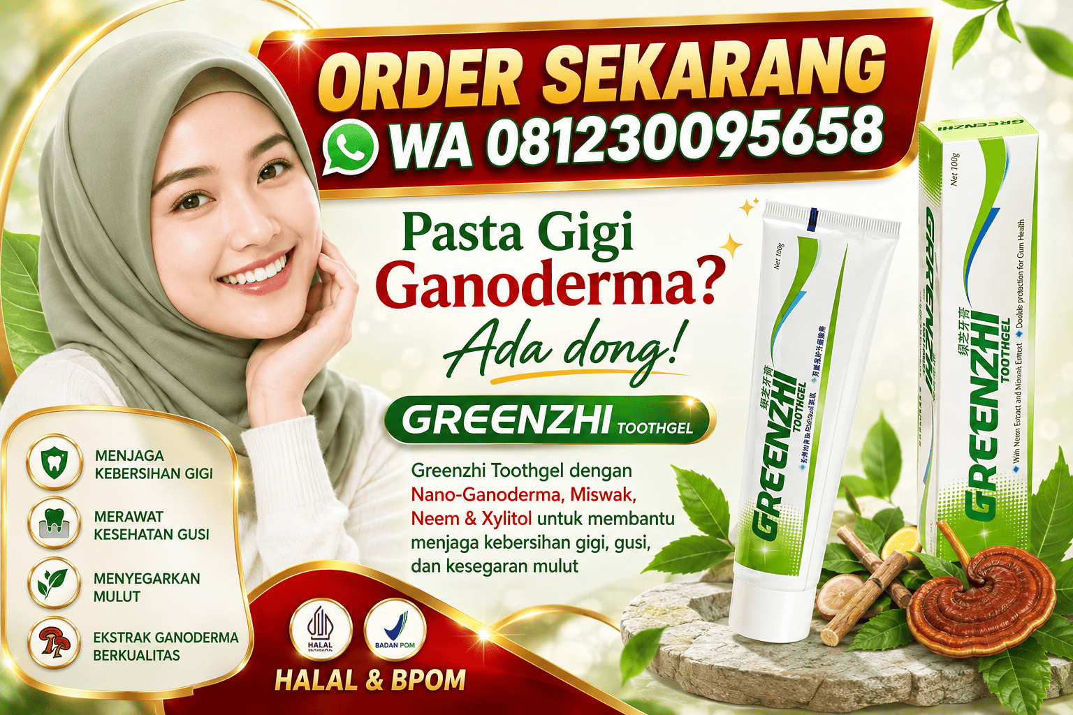 Agen Pasta Gigi Ganoderma Greenzhi-Halal BPOM