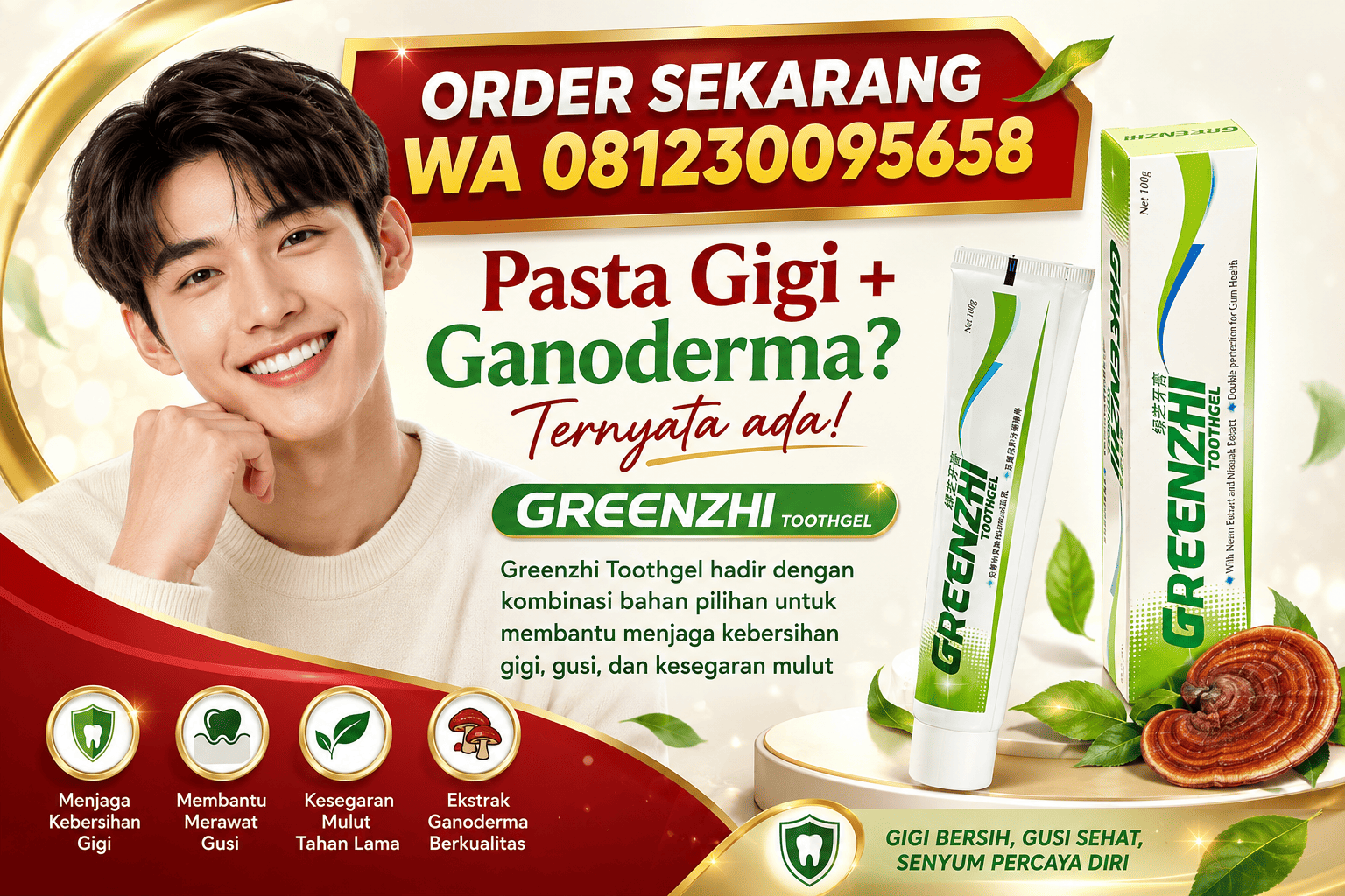 Agen Pasta Gigi Ganoderma Greenzhi Shuang Hor-Halal BPOM
